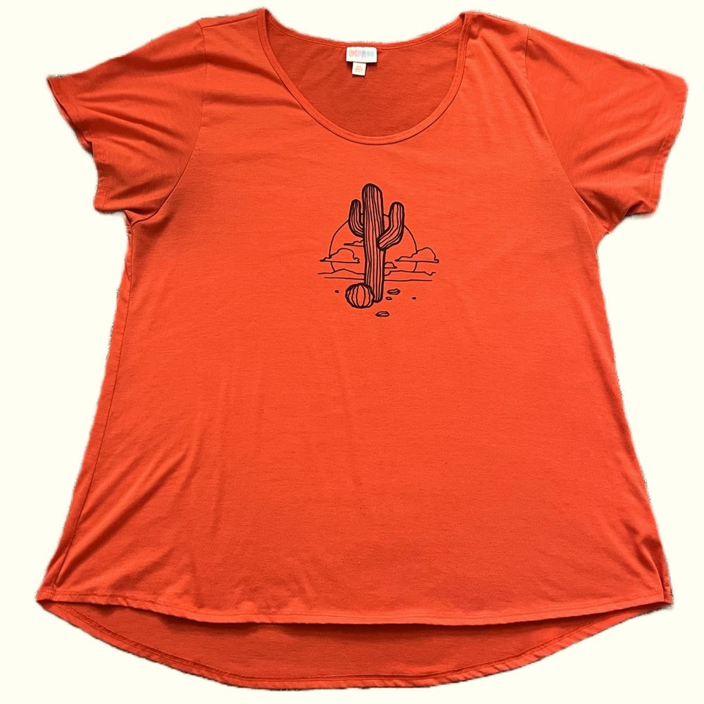 Lularoe Classic Tunic Tee Orange Cactus Graphic T-shirt Long Flowy